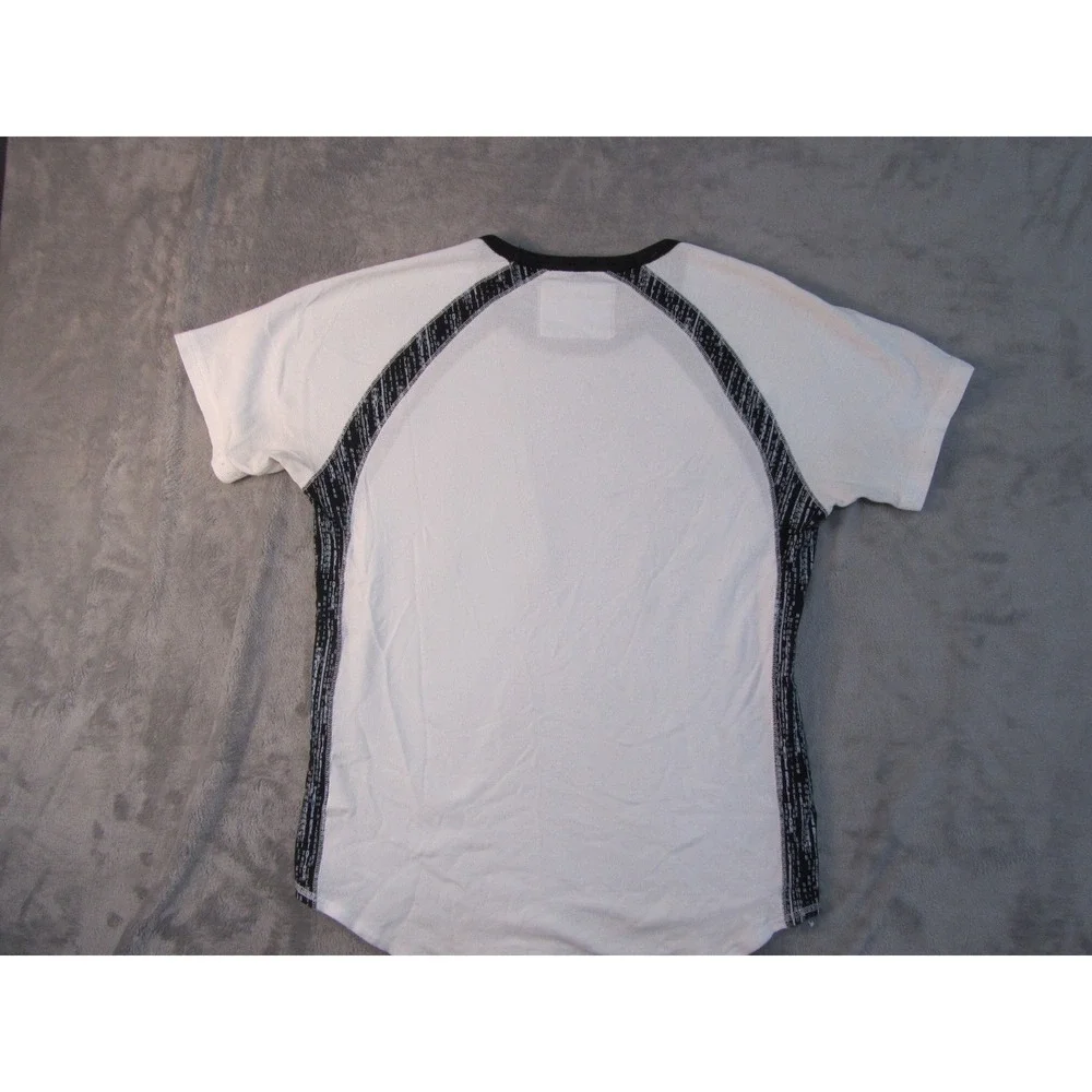 True Religion Mens White Black Raglan Thermal Graphic Logo T-Shirt Size M
